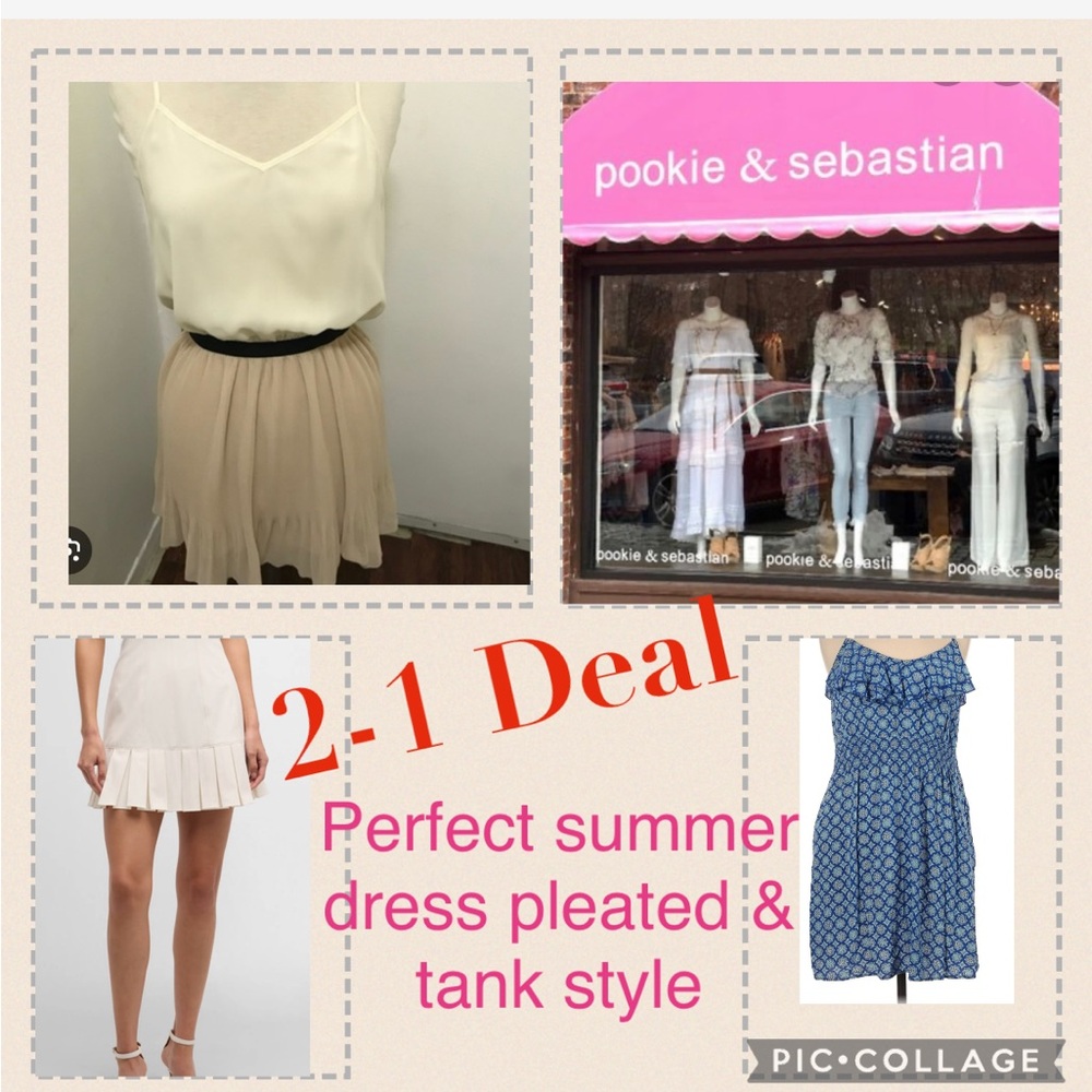 2-1 Deal Pookie & Sebastian mini  
Cream & white & Blue & gray geometric..